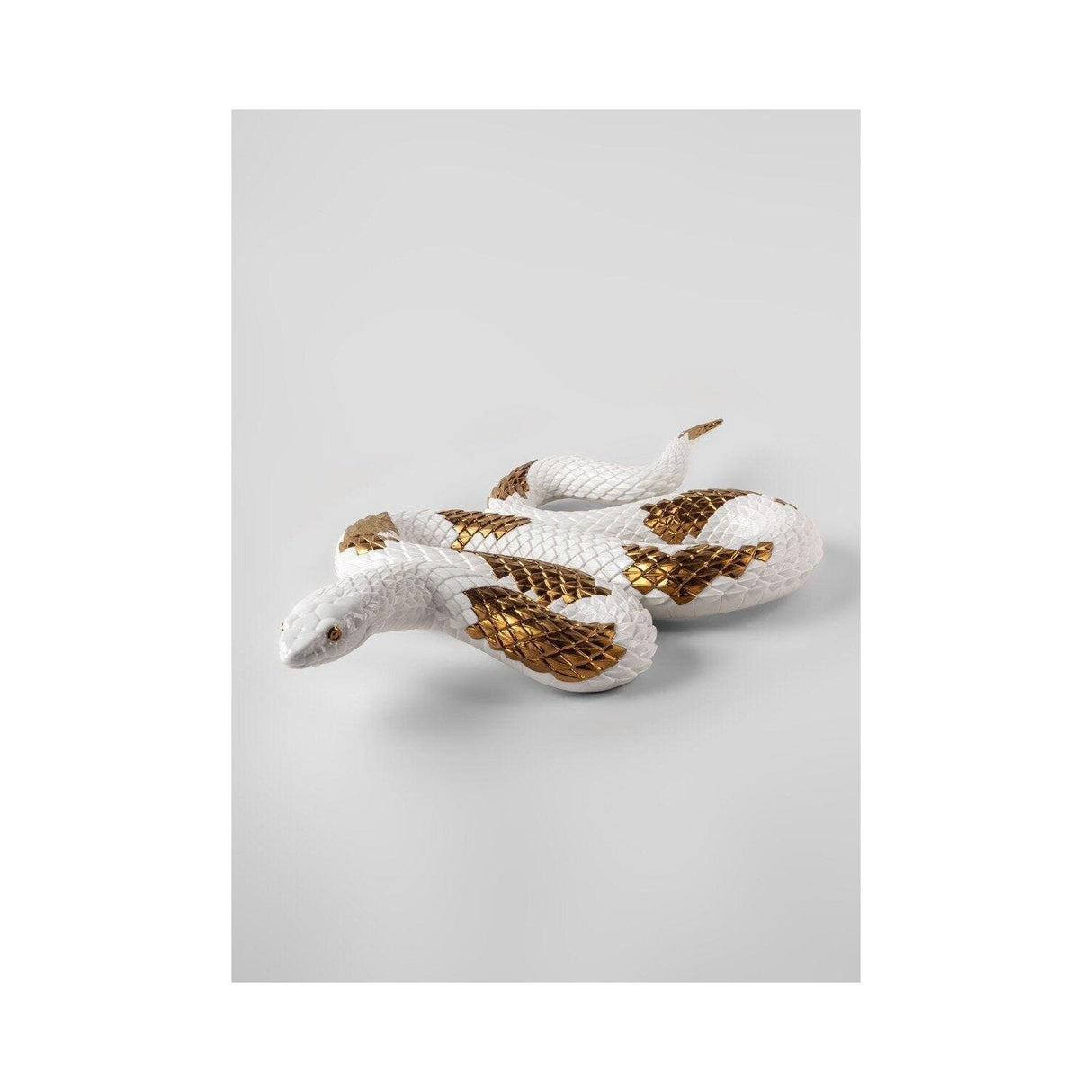 LLADRO' Scultura Serpente Bianco Rame 9x62cm Porcellana