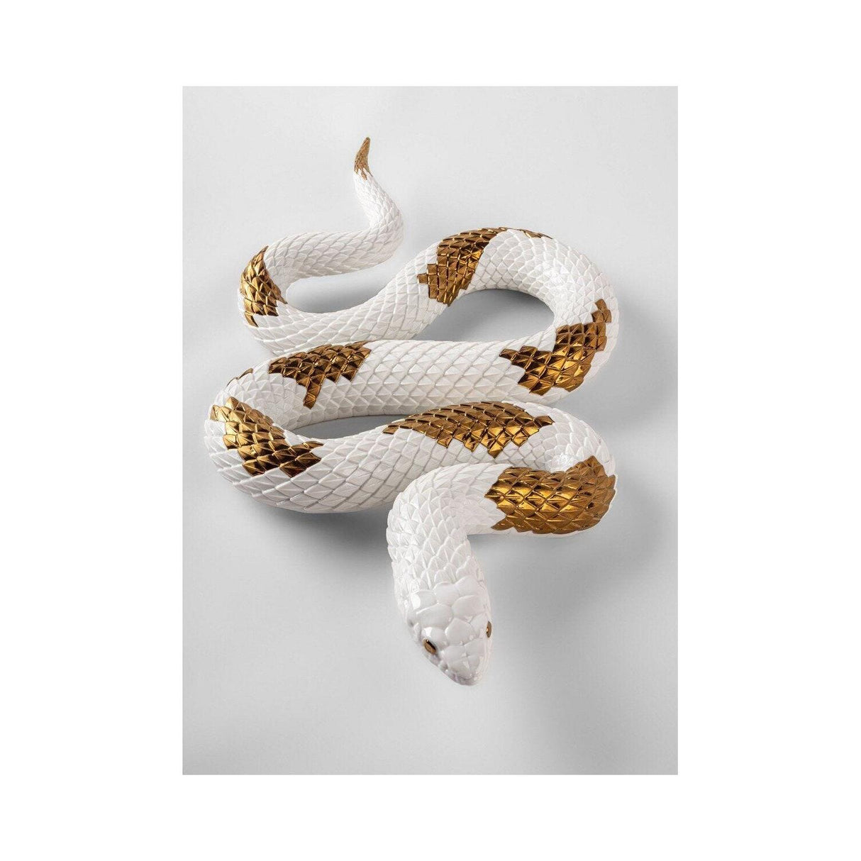 LLADRO' Scultura Serpente Bianco Rame 9x62cm Porcellana