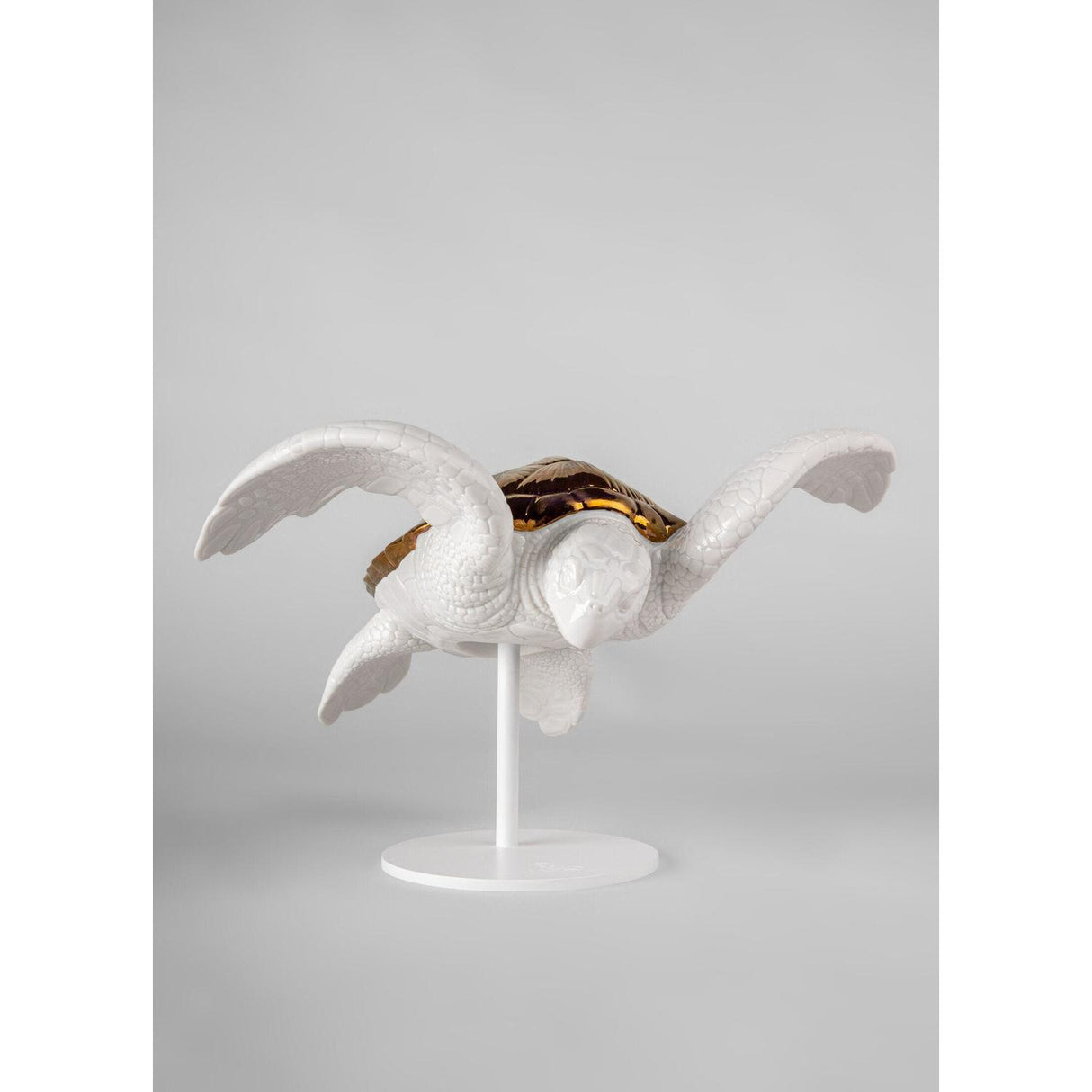 LLADRO' Scultura Tartaruga Marina I Bianco Rame 19x33cm Porcellana