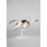 LLADRO' Scultura Tartaruga Marina I Bianco Rame 19x33cm Porcellana