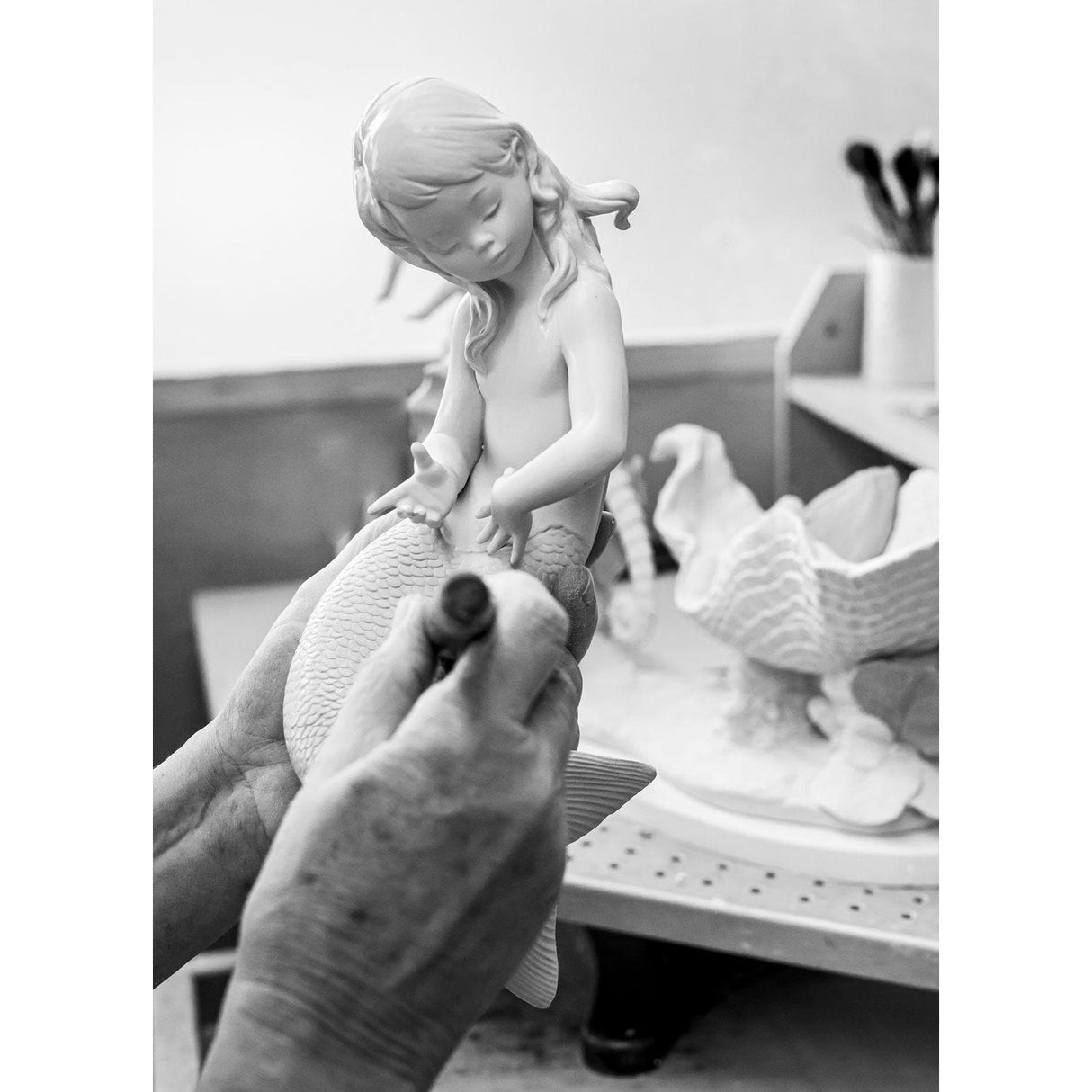 LLADRO' Figurina Sirena Passeggiata in Fondo Al Mare Edizione Limitata 32x46cm Porcellana