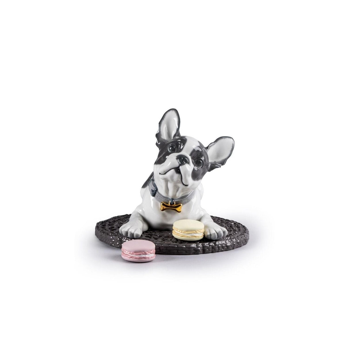 LLADRO' Bulldog Francese con Macarons 24x29cm Porcellana