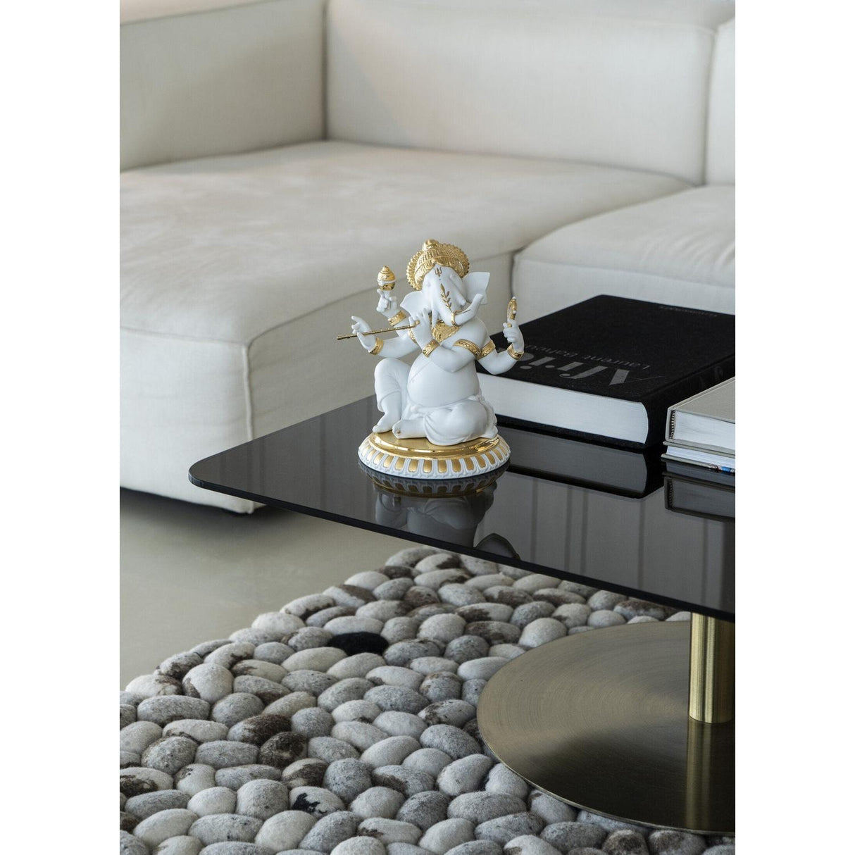 LLADRO' Figurina Ganesha con Bansuri Lustro Oro 23x19cm Porcellana