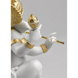 LLADRO' Figurina Ganesha con Bansuri Lustro Oro 23x19cm Porcellana