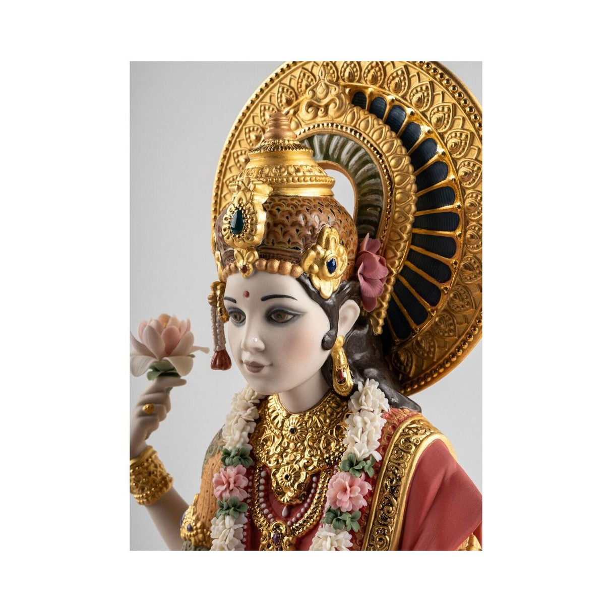LLADRO' Scultura Statua Dea Lakshmi 41x27cm Porcellana