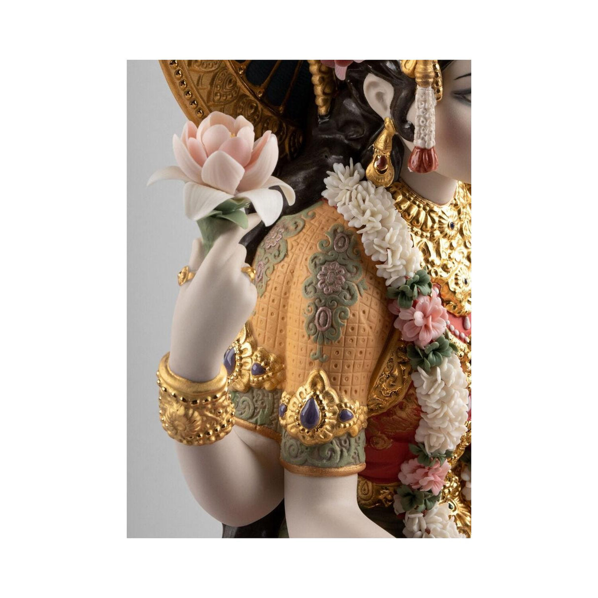LLADRO' Scultura Statua Dea Lakshmi 41x27cm Porcellana