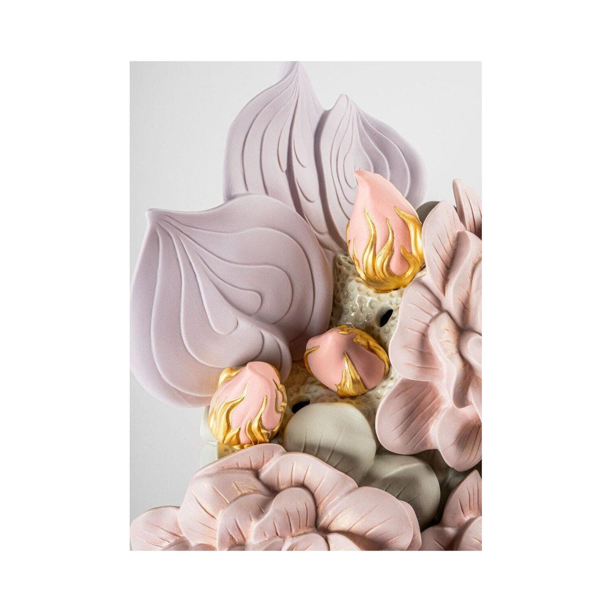 LLADRO' Vaso con Fiori Rosa 44x33cm Porcellana
