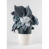 LLADRO' Vaso con Fiori Blu 44x33cm Porcellana