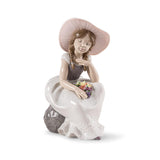 Scultura Bimba È Arrivata la Primavera Lladrò porcellana smaltata 23x11cm