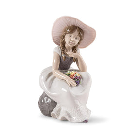 Scultura Bimba È Arrivata la Primavera Lladrò porcellana smaltata 23x11cm