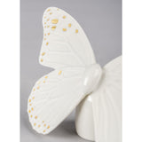 LLADRO' Figurina Farfalla Dorato Lucido e Bianco 9x14cm Porcellana