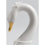 LLADRO' Figurina Cigni Amore Senza Fine Lustro Oro 13x27cm Porcellana
