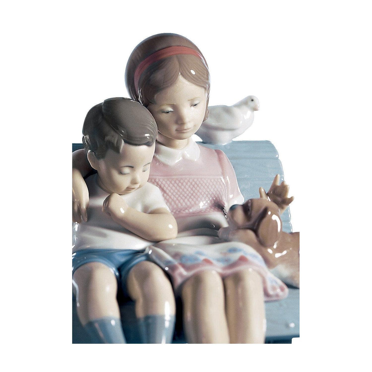 LLADRO' Figurina Bimbi Sulla Panchina 16x15cm Porcellana
