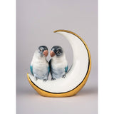 LLADRO' Figurina Uccelli Prendimi la Luna Lustro Oro 16x15cm Porcellana