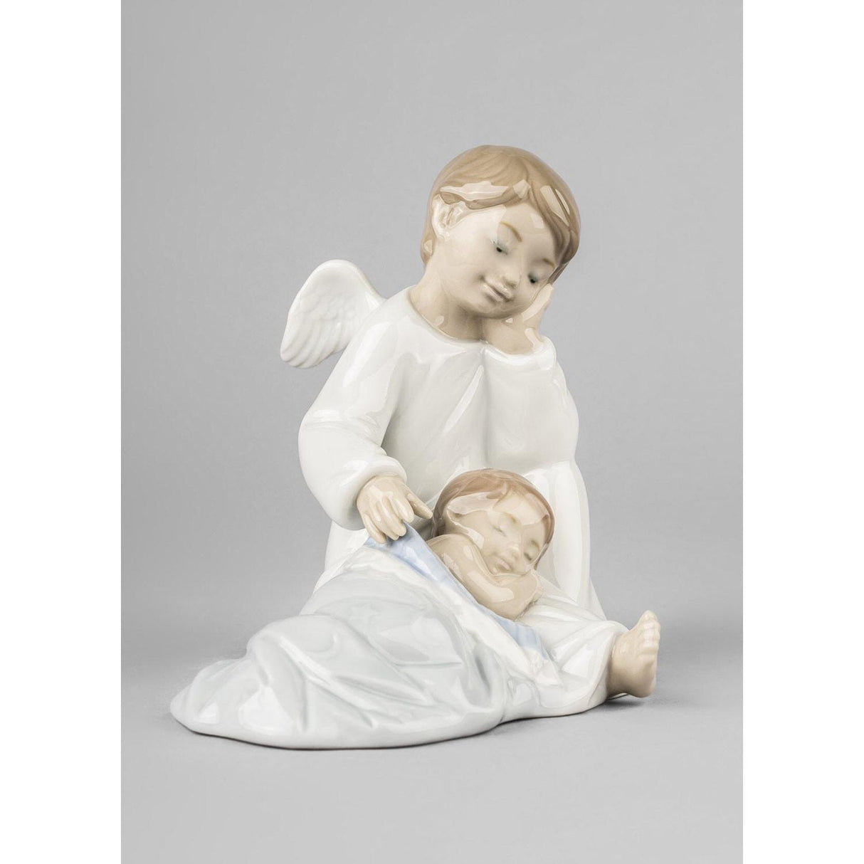 LLADRO' Figurina Il Mio Angelo Custode Blu 14x14cm Porcellana
