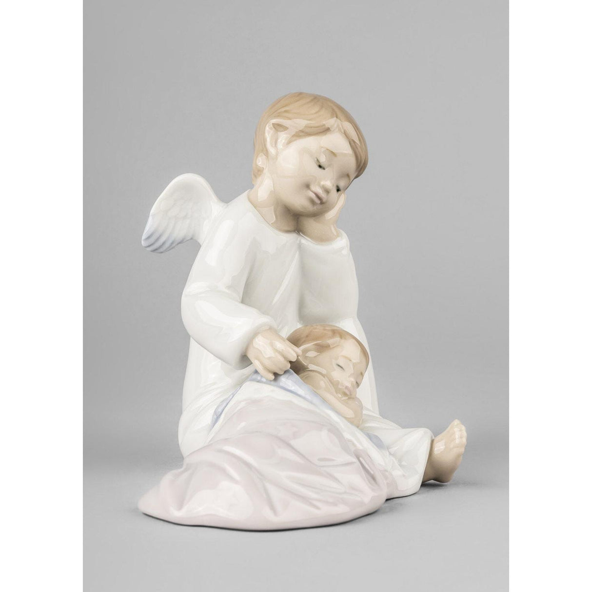 LLADRO' Figurina Il Mio Angelo Custode Rosa 14x14cm Porcellana
