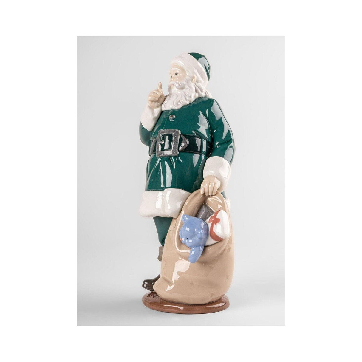 LLADRO' Figura E' Arrivato Babbo Natale Verde 33x17cm Porcellana
