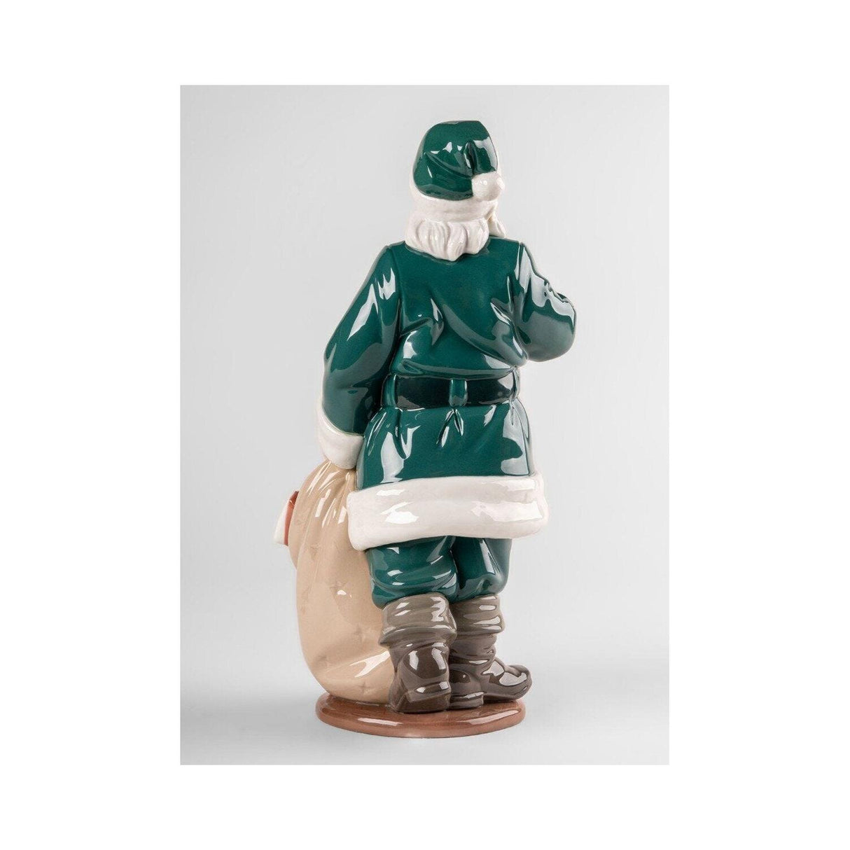 LLADRO' Figura E' Arrivato Babbo Natale Verde 33x17cm Porcellana