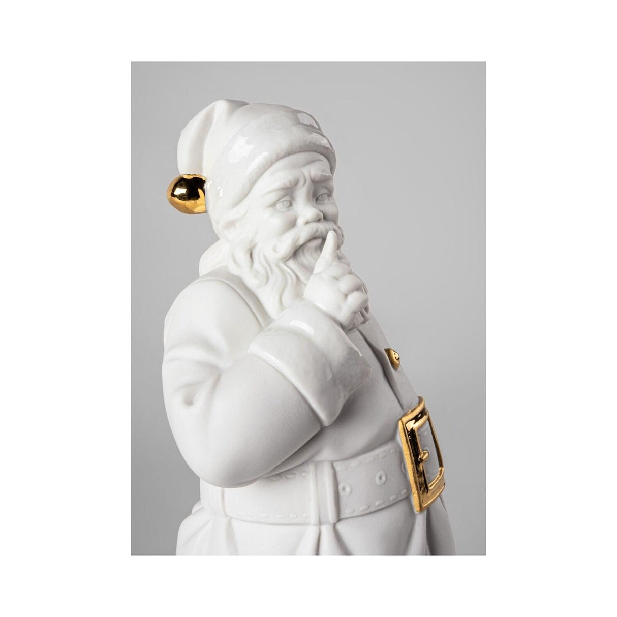 LLADRO' Scultura E' Arrivato Babbo Natale Bianco Oro 33x17cm Porcellana