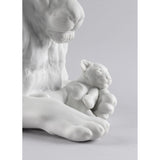 LLADRO' Figurina Leone con Cucciolo 21x44cm Porcellana