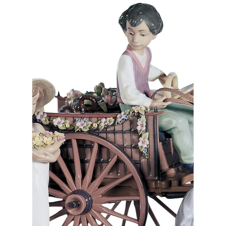 Lladró Scultura Bimbi Una Gita Edizione Limitata 29x47cm Porcellana