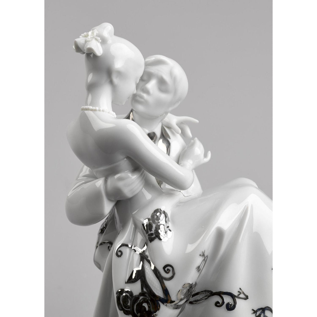 LLADRO' Coppia Il Giorno Più Felice Figurina Lustro Argento 27x17cm Porcellana