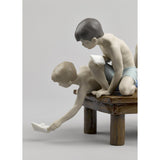 LLADRO' Figurina Bimbi Barchette di Carta 23x36cm Porcellana