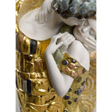 LLADRO' Scultura Coppia Il Bacio di Klimt Lustro Oro 33x31cm Porcellana