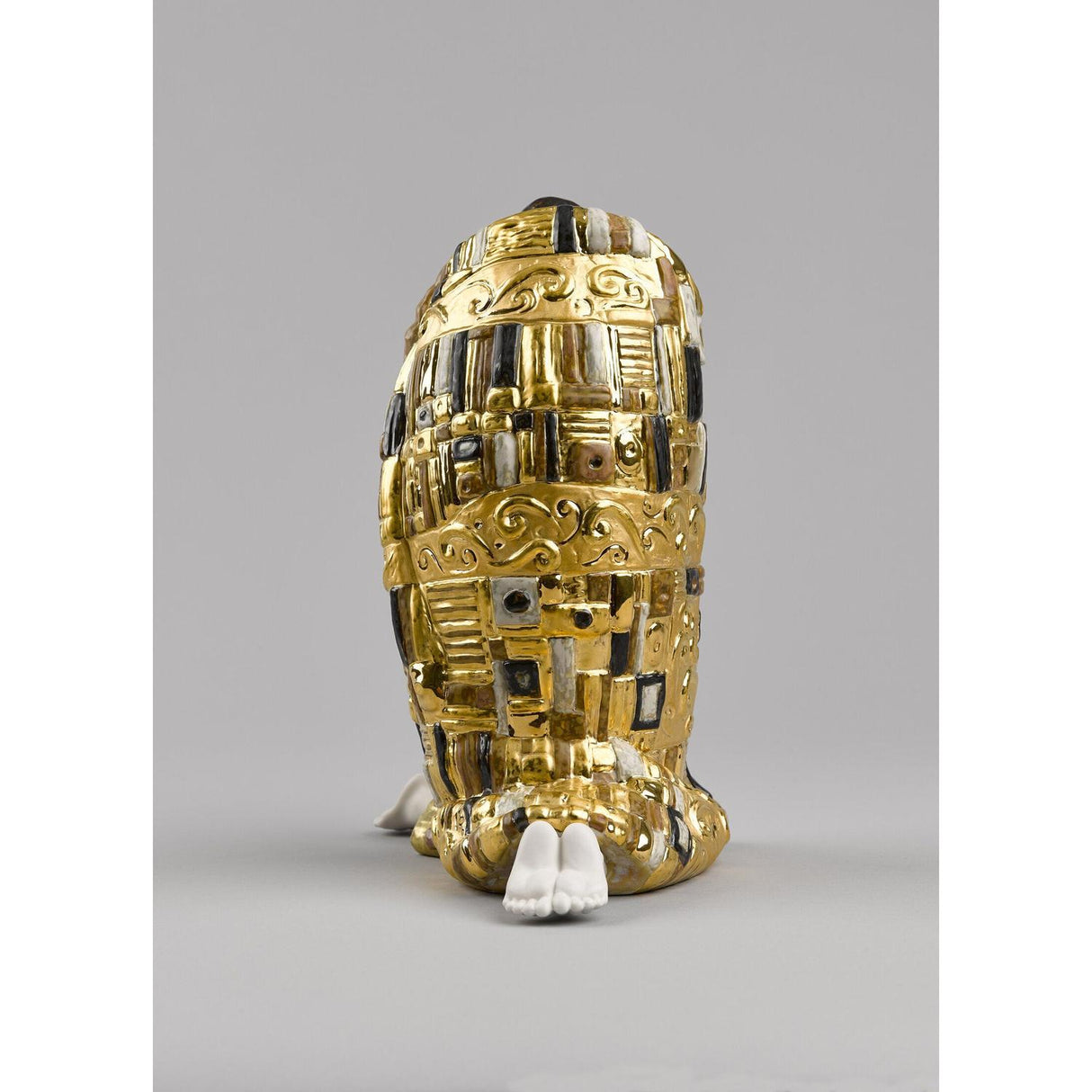LLADRO' Scultura Coppia Il Bacio di Klimt Lustro Oro 33x31cm Porcellana