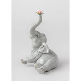 LLADRO' Figurina Elefante BebE' con Fiore Rosa 14x12cm Porcellana