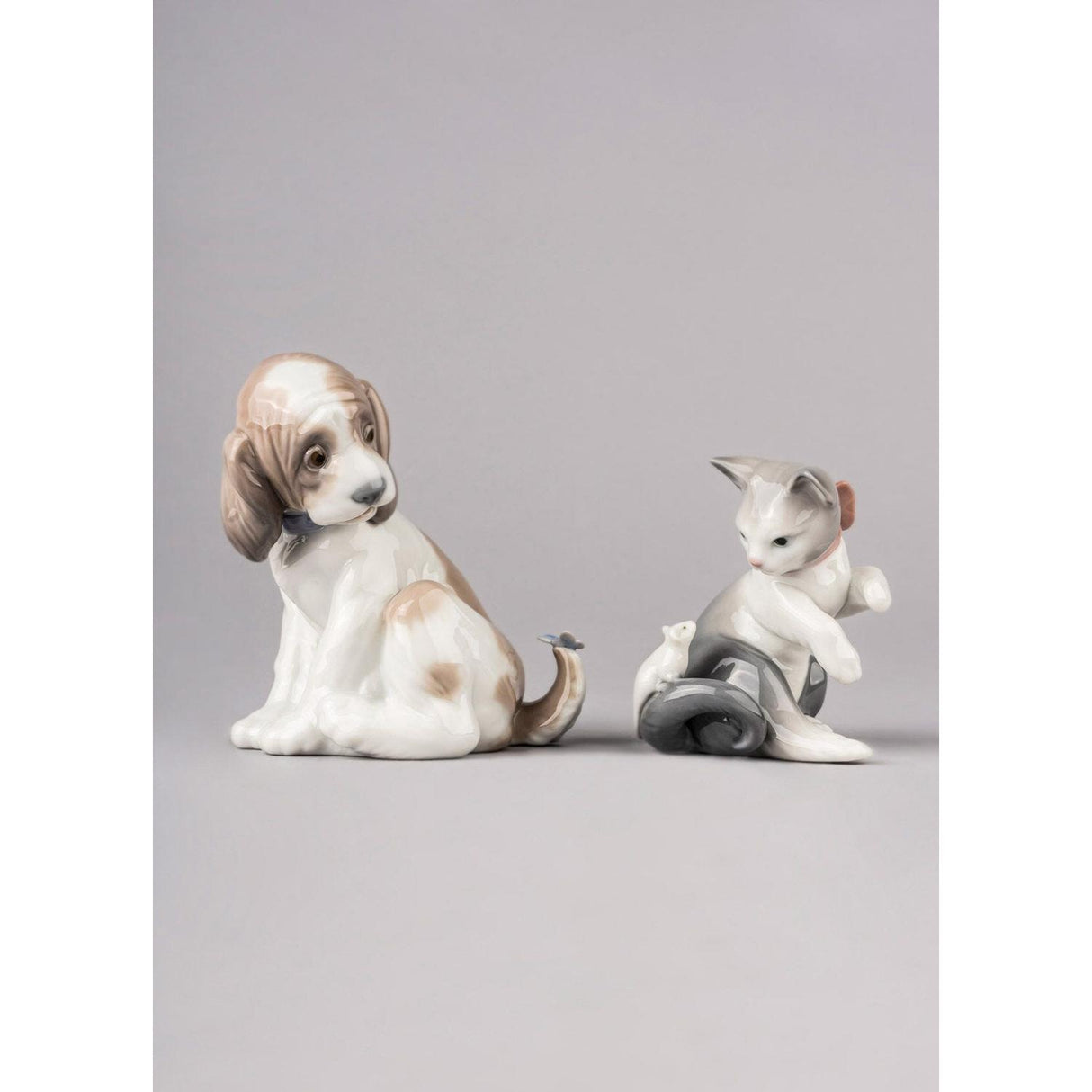 LLADRO' Figurina Il Gatto e Il Topo 8x7cm Porcellana