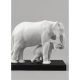 LLADRO' Scultura Elefanti Indicando la Via Bianco 29x36cm Porcellana