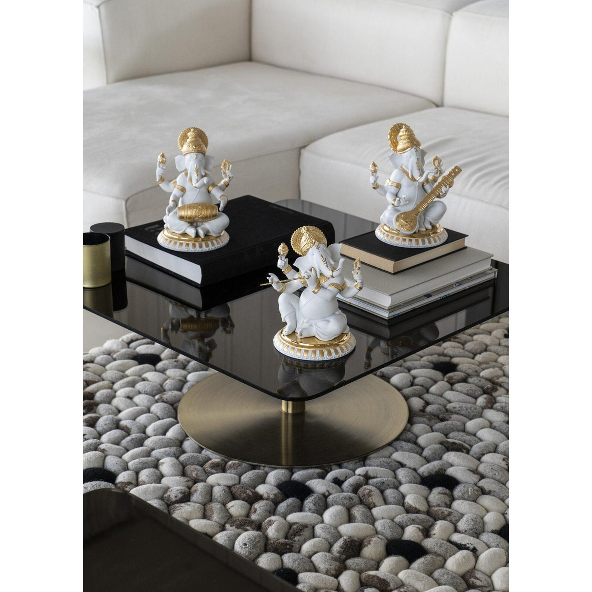 LLADRO' Figurina Ganesha con Mridangam Lustro Oro 23x18cm Porcellana