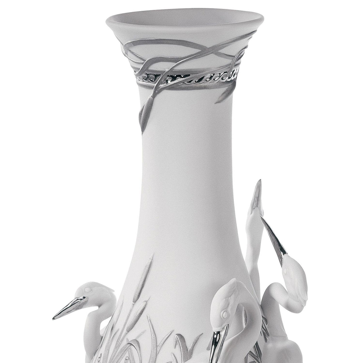 Lladró Vaso Aironi Cinerini Lustro Argento 35x17cm Porcellana