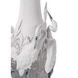 LLADRO' Vaso Aironi Cinerini Lustro Argento 35x17cm Porcellana