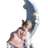 LLADRO' Figurina Bimba la Ninna Nanna Della Luna 20x16cm Porcellana