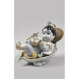 LLADRO' Figurina Krishna On Leaf 15x21cm Porcellana