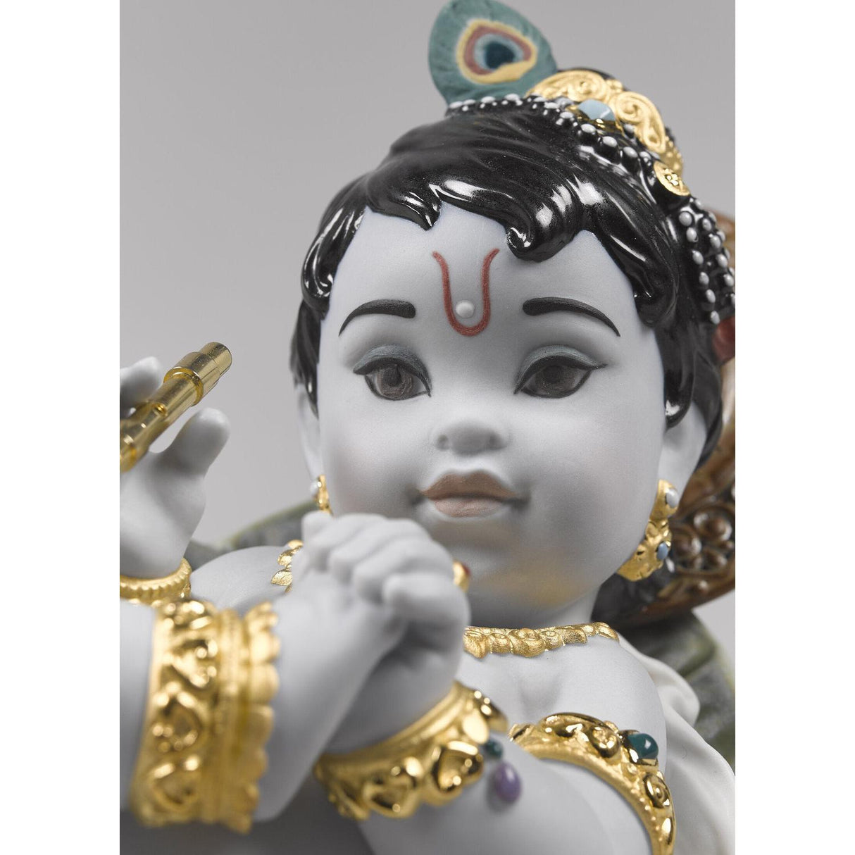 LLADRO' Figurina Krishna On Leaf 15x21cm Porcellana