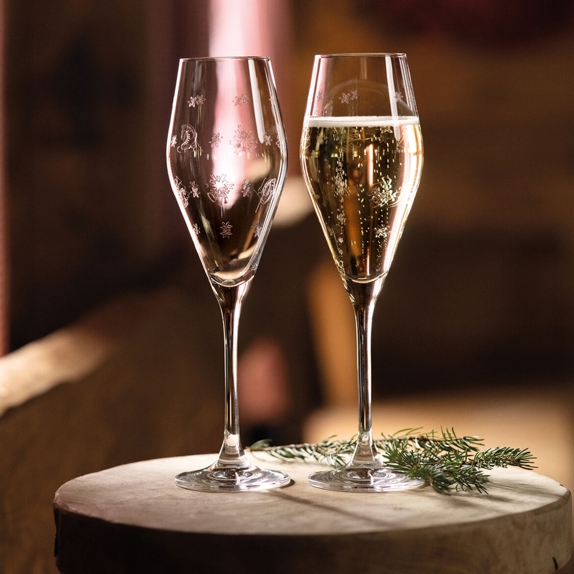 VILLEROY &amp; BOCH Toy's Delight Flute Champagne Glass Set 2 Pieces 260ml Christmas