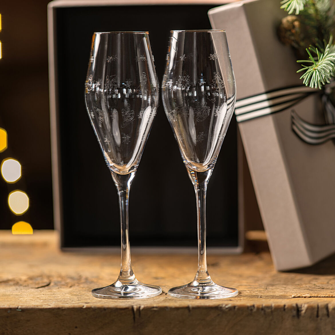 VILLEROY &amp; BOCH Toy's Delight Flute Champagne Glass Set 2 Pieces 260ml Christmas