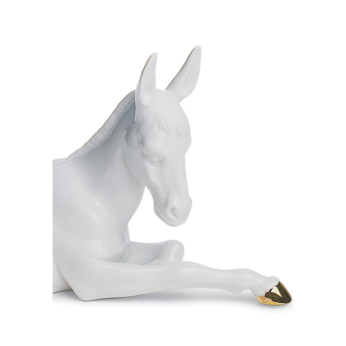 LLADRO' Figurina Natività Asino Lustro Oro 12x22cm Porcellana