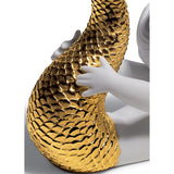 LLADRO' Figurina Sirena Giocando con Il Mare Lustro Oro 10x12cm Porcellana