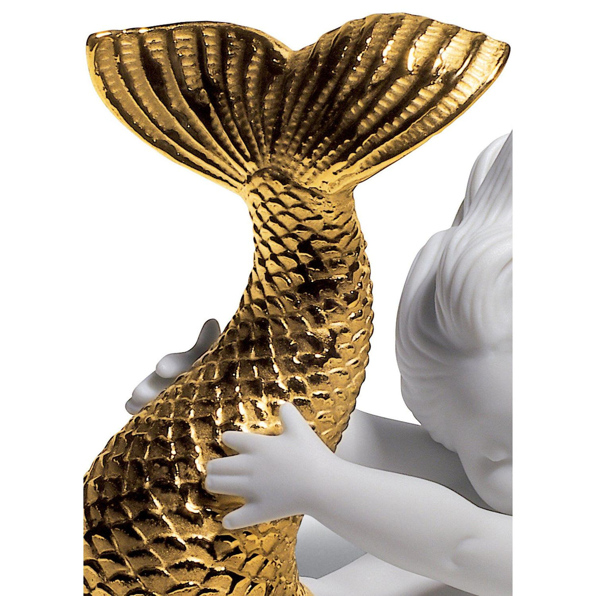 LLADRO' Figurina Sirena Giocando con Il Mare Lustro Oro 10x12cm Porcellana