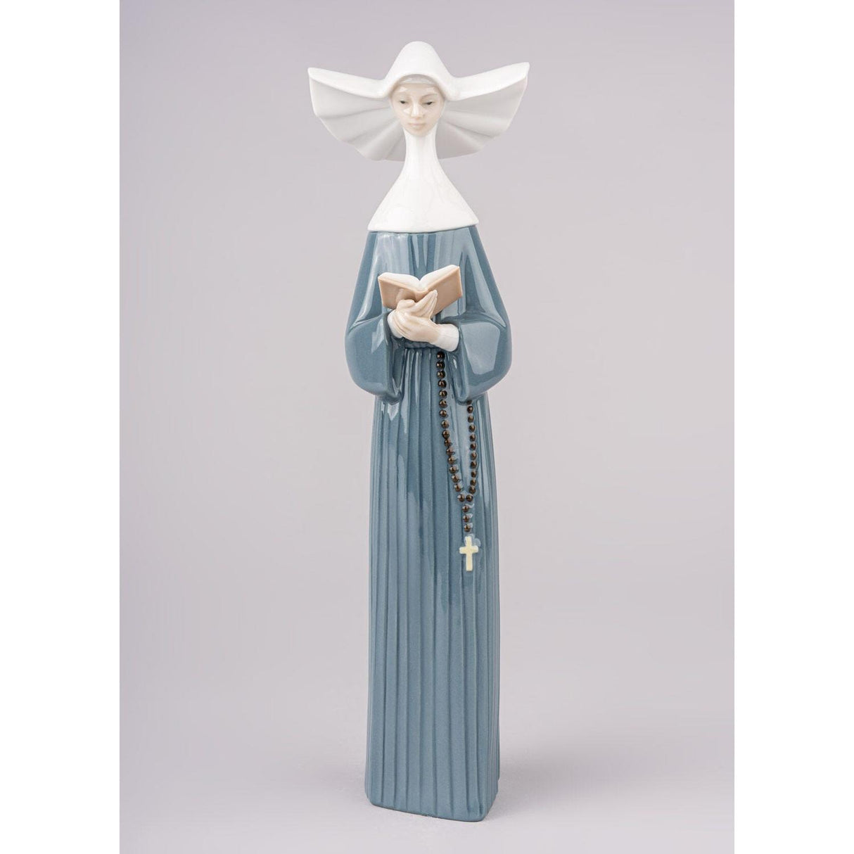 LLADRO' Figurina Suora Che Legge Azzurra 27x7cm Porcellana