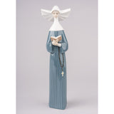 LLADRO' Figurina Suora Che Legge Azzurra 27x7cm Porcellana