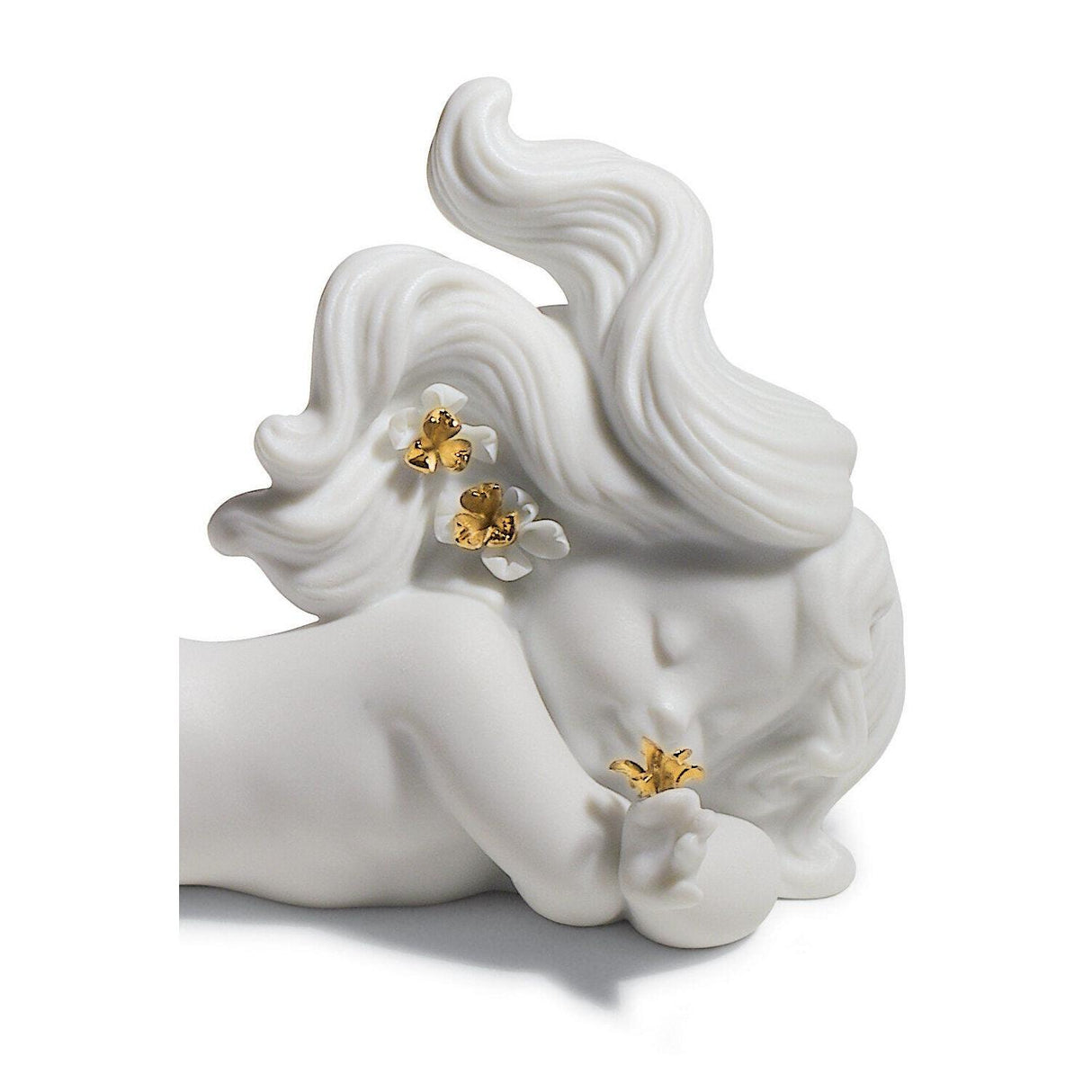 LLADRO' Figurina Sirena Sognando Il Mare Lustro Oro 8x16cm Porcellana