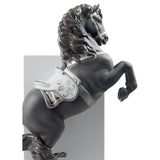 LLADRO' Figurina Cavallo in Courbette Lustro Argento 33x22cm Porcellana