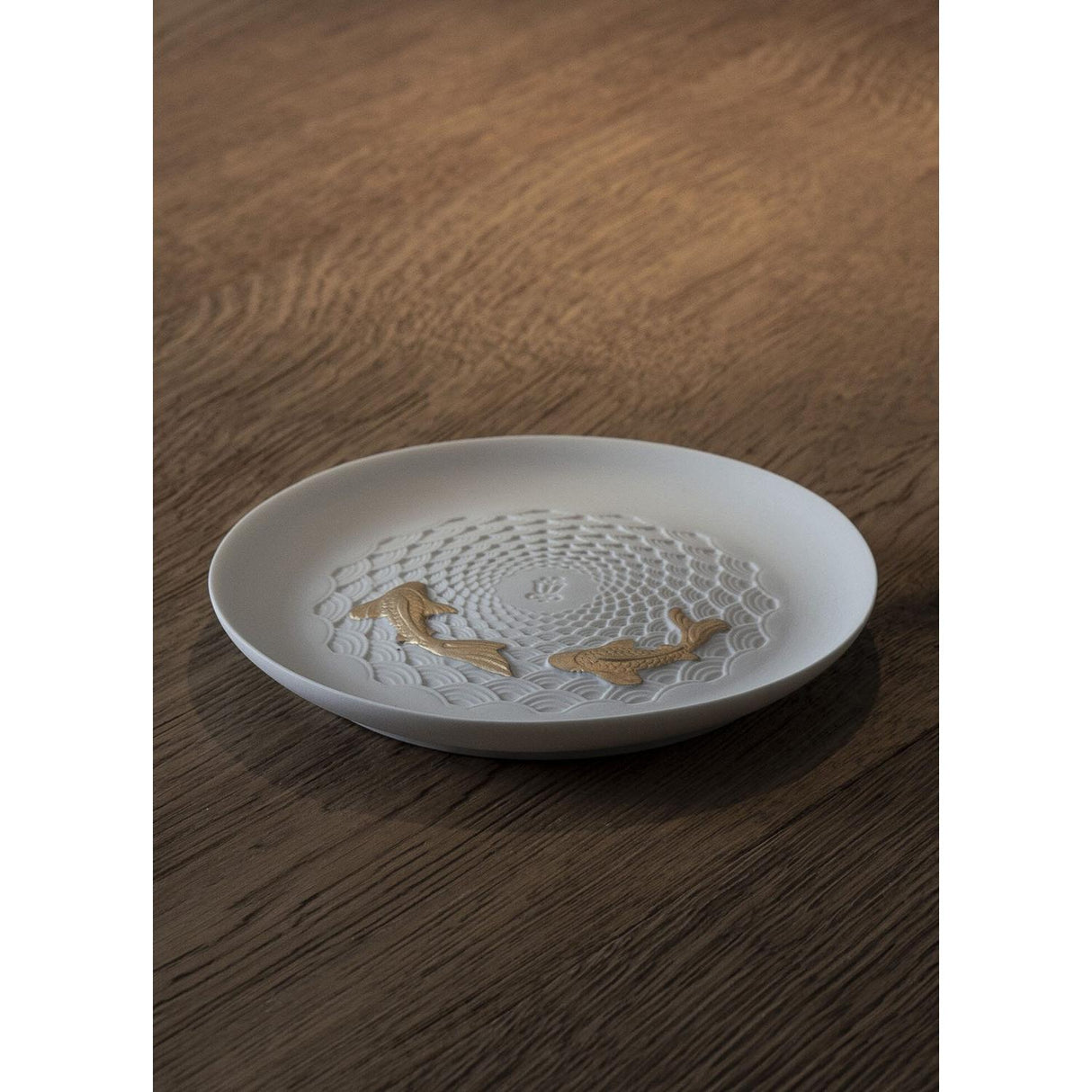 LLADRO' Piatto Koi Dorato Lucido 2x14cm Porcellana