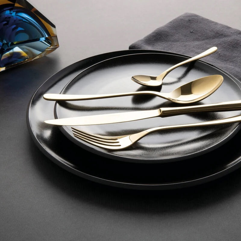 SAMBONET Taste Servizio Tavola Posate Set 24 Pezzi Oro PVD Acciaio Inox
