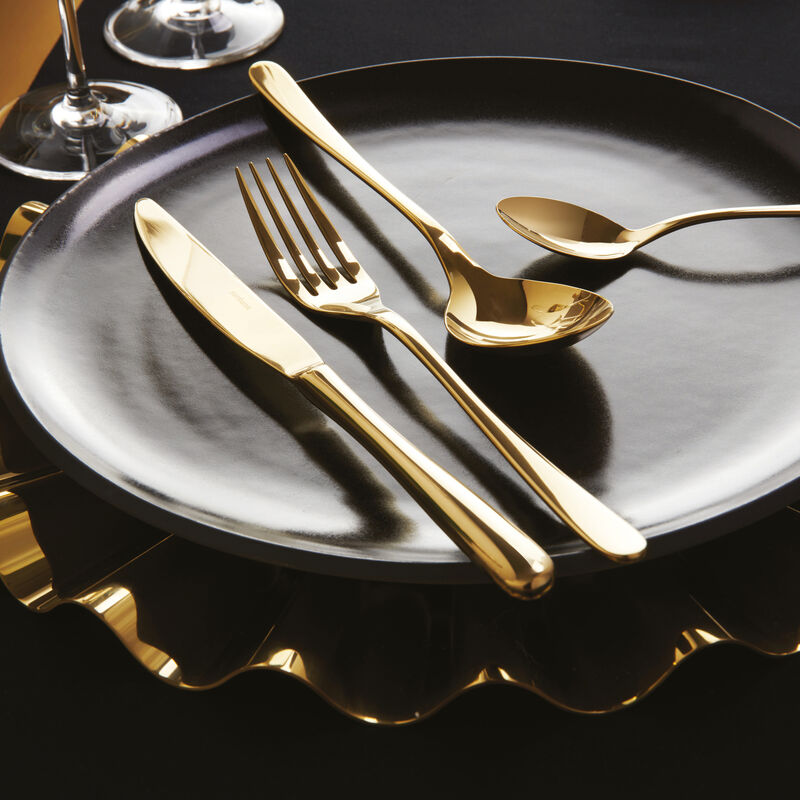 SAMBONET Taste Servizio Tavola Posate Set 24 Pezzi Oro PVD Acciaio Inox